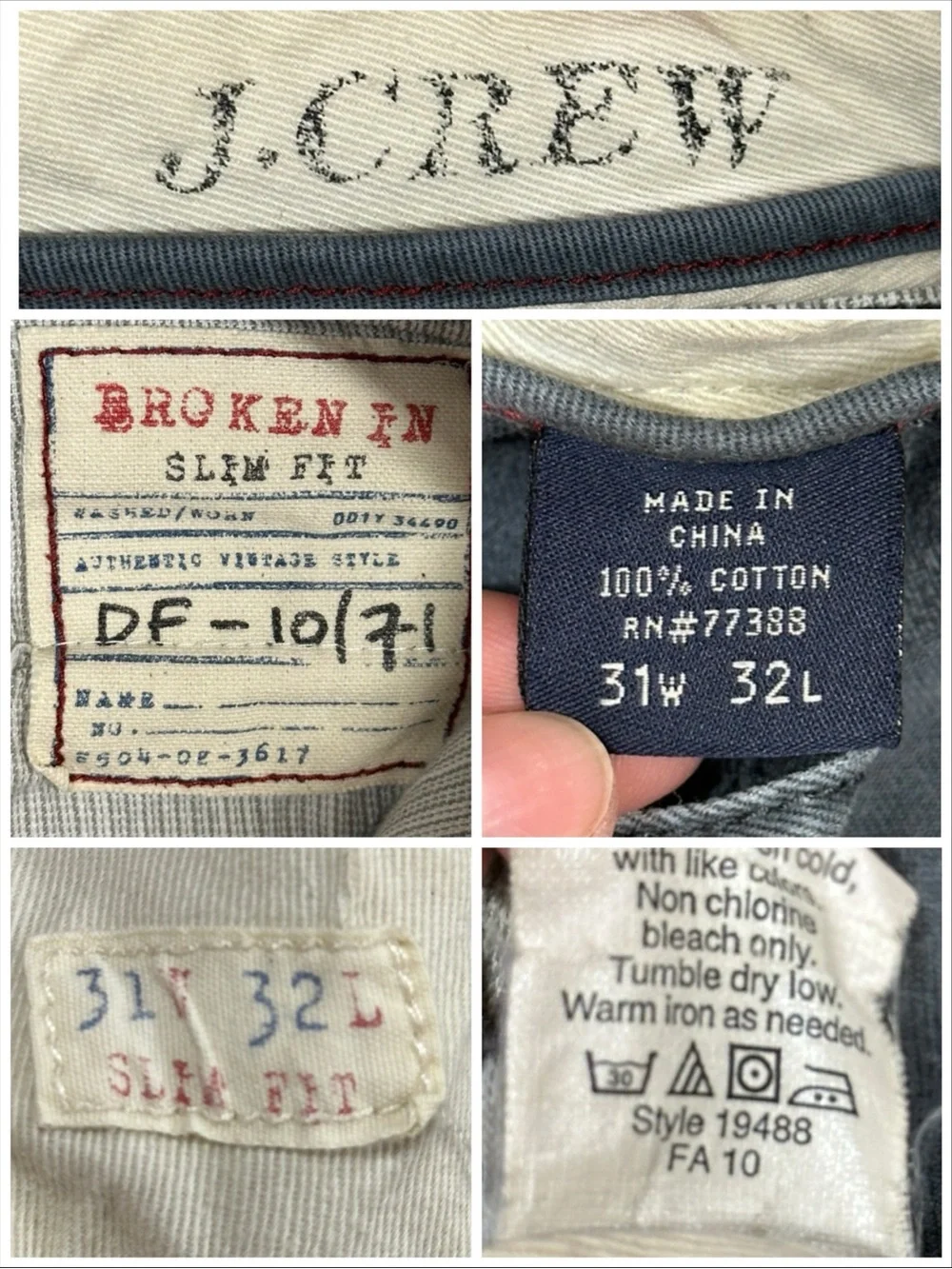 J Crew Broken In Slim Fit Chino Khaki Pants, 100% Cotton Twill - Mens 31x32